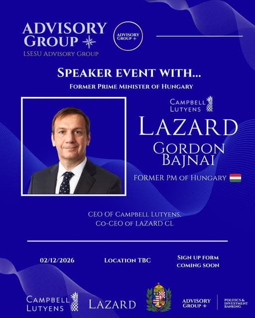 Gordon Bajnai — society event announcement
